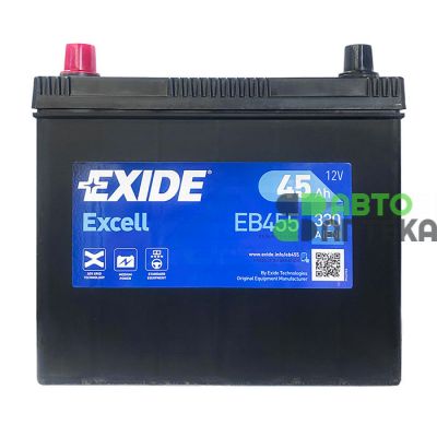 Автомобільний акумулятор EXIDE Excell 6СТ-45Ah Аз ASIA 330A (EN) EB455