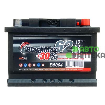 Автомобильный аккумулятор BlackMax 6СТ-62Ah АзЕ 580A (EN) B5004