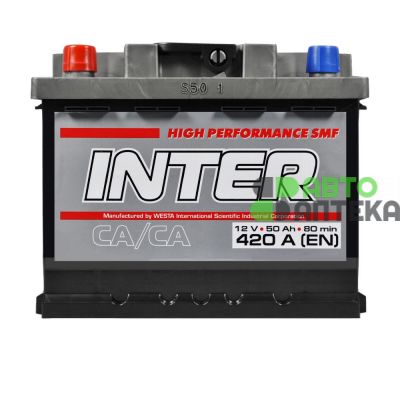 Автомобильный аккумулятор INTER high performance 6СТ-50Ah Аз 420A inter21