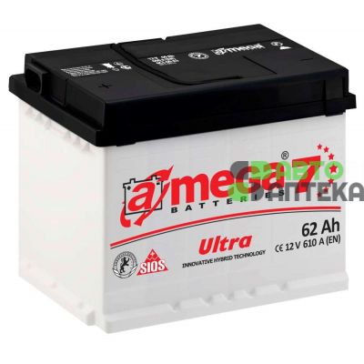 Автомобільний акумулятор A-Mega Ultra 6СТ-62Ah Аз 610A (EN) 2017