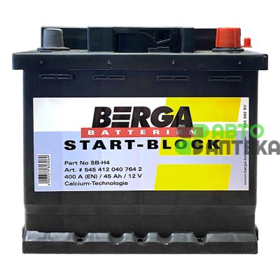 Автомобільний акумулятор BERGA Start Block 6СТ-45Ah АзЕ 400A (EN) 545412040
