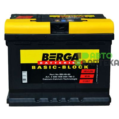 Автомобильный аккумулятор BERGA Basic Block 6СТ-60Ah АзЕ 540A (EN) 560408054
