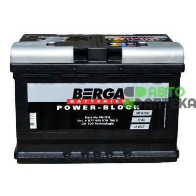 Автомобильный аккумулятор BERGA Power Block 6СТ-77Ah АзЕ 780A (EN)