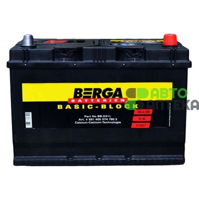 Автомобильный аккумулятор BERGA Basic Block 6СТ-91Ah АзЕ ASIA 740A (EN) 591400074