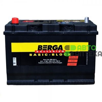Автомобильный аккумулятор BERGA Basic Block 6СТ-95Ah Аз ASIA 830A (EN) 595405083