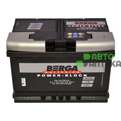 Автомобільний акумулятор BERGA Power Block 6СТ-77Ah АзЕ 780A (EN) 577400078