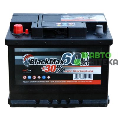 Автомобильный аккумулятор BlackMax 6СТ-60Ah Аз 520A (EN) B4006