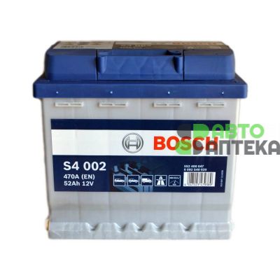 Автомобильный аккумулятор BOSCH S4002 6СТ-52Ah АзЕ 470A (EN) 0092S40020