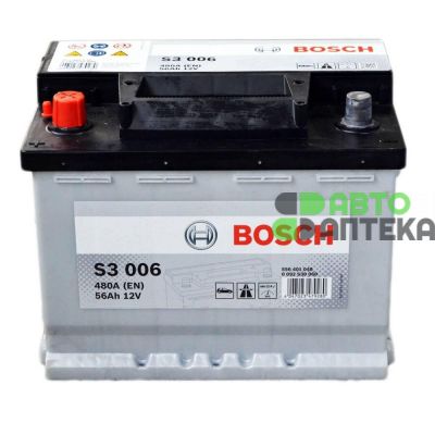 Автомобильный аккумулятор BOSCH S3006 6СТ-56Ah Аз(480A (EN) 0092S30060