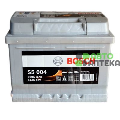 Автомобильный аккумулятор BOSCH S5004 6СТ-61Ah АзЕ 600A (EN) 0092S50040