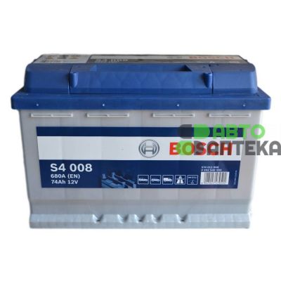 Автомобильный аккумулятор BOSCH S4008 6СТ-74Ah АзЕ 680A (EN) 0092S40080