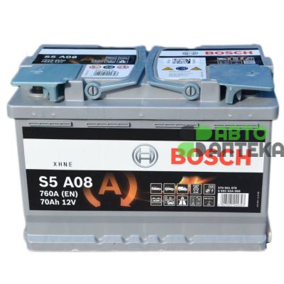 Автомобильный аккумулятор BOSCH AGM Start-Stop S5A08 6СТ-70Ah АзЕ 760A (EN) 0092S5A080
