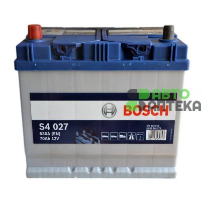 Автомобільний акумулятор BOSCH S4027 6СТ-70Ah Аз ASIA 630A (EN) 0092S40270 2018