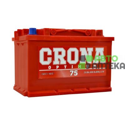 Автомобільний акумулятор CRONA 6СТ-75Ah АзЕ 600A (EN) 575 73 04