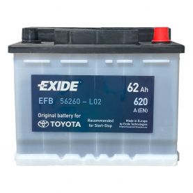 Автомобильный аккумулятор EXIDE START-STOP EFB 6СТ-62Ah АзЕ 620А (EN) оригинал TOYOTA 56050