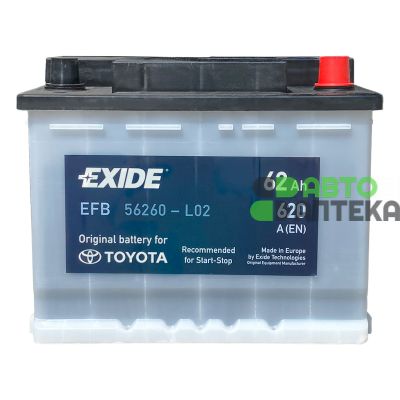 Автомобільний акумулятор EXIDE START-STOP EFB 6СТ-62Ah АзЕ 620А (EN) оригінал TOYOTA 56050
