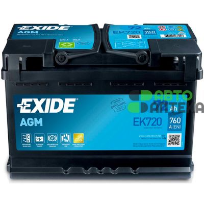 Автомобильный аккумулятор EXIDE START-STOP AGM 6СТ-72Ah АзЕ 760 (EN) EK720