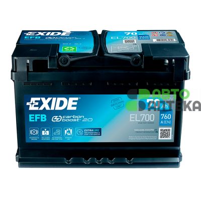 Автомобильный аккумулятор EXIDE Start-Stop EFB 6СТ-70Ah АзЕ 760A (EN) EL700
