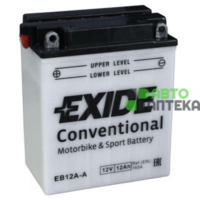 Мото аккумулятор EXIDE CONVENTIONAL 6СТ-12Ah Аз 12В 165А (EN) EB12A-A