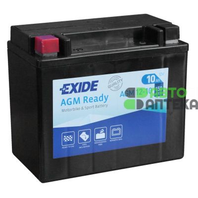 Мото аккумулятор EXIDE Ready AGM 6СТ-10Ah Аз 12В 150А (EN) AGM12-10