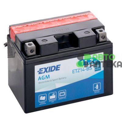 Мото акумулятор EXIDE AGM 6СТ-11,2Ah Аз 12В 205а (EN) ETZ14-BS