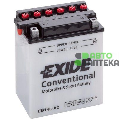 Мото акумулятор EXIDE CONVENTIONAL 6СТ-14Ah АзЕ 12В 145А (EN) EB14L-A2