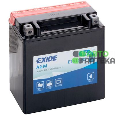 Мото аккумулятор EXIDE AGM 6СТ-14Ah Аз 12В 215А (EN) ETX16-BS