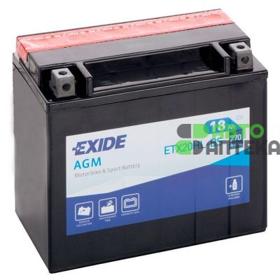 Мото акумулятор EXIDE AGM 6СТ-18Ah АзЕ 12В 270А (EN) ETX20HL-BS