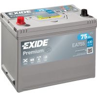 Автомобильный аккумулятор EXIDE Premium 6СТ-75Ah Аз ASIA 630A (EN) EA755