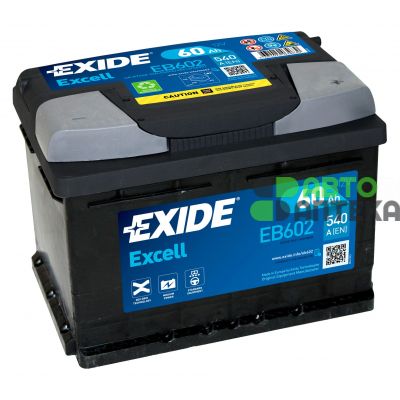 Автомобильный аккумулятор EXIDE Excell 6СТ-60Ah АзЕ 540A (EN) EB602
