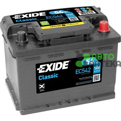 Автомобільний акумулятор EXIDE Classic 6СТ-54Ah АзЕ 500A (EN) EC542