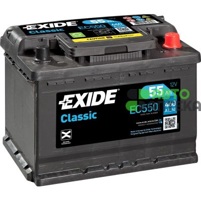Автомобільний акумулятор EXIDE Classic 6СТ-55Ah АзЕ 460A (EN) EC550