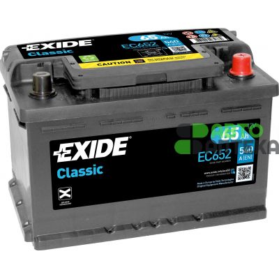 Автомобільний акумулятор EXIDE Classic 6СТ-65Ah АзЕ 540A (EN) EC652