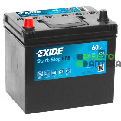 Автомобильный аккумулятор EXIDE Start-Stop EFB 6СТ-60Ah Аз ASIA 520A (EN) EL605