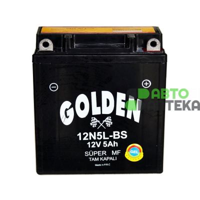 Аккумулятор мото GOLDEN 12V, 5Ah MF (12N5L-BS)