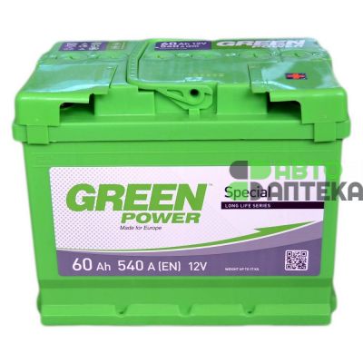 Автомобильный аккумулятор GREEN POWER 6СТ-60Ah АзЕ 540A (EN)
