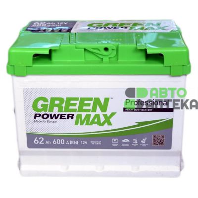 Автомобильный аккумулятор GREEN POWER MAX 6СТ-62Ah Аз 600A (EN)