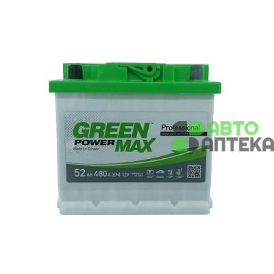 Автомобильный аккумулятор GREEN POWER MAX 6СТ-52Ah Аз 480A (EN)