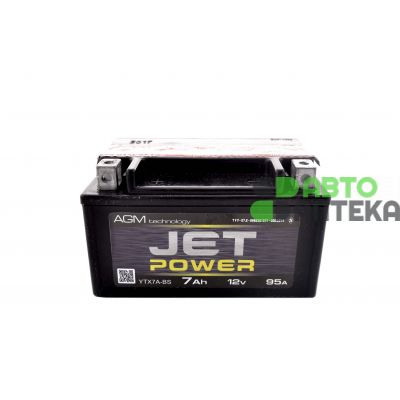 Мото акумулятор JET POWER AGM 7Ah YTX7A-BS