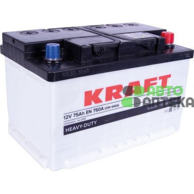 Автомобильный аккумулятор KRAFT 6СТ-75Ah АзЕ 750A (EN)