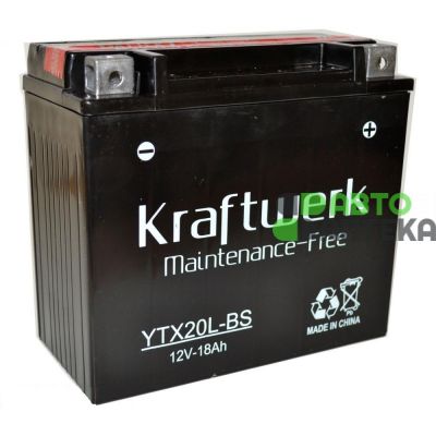 Аккумулятор мото KRAFTWERK 18Ah Ев YTX20L-BS