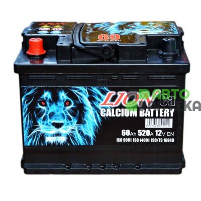 Автомобільний акумулятор Lion 6СТ-60Ah Аз 520A (EN) R055615KN 2018