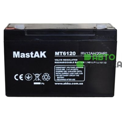 Аккумулятор тяговый MastAK AGM 12Ah 6V MT6120