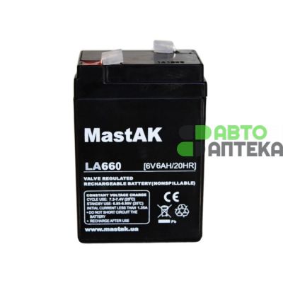 Аккумулятор тяговый MastAK AGM 6Ah 6V LA660