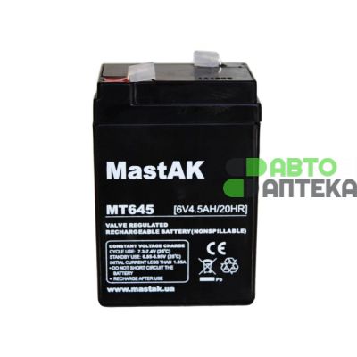 Аккумулятор тяговый MastAK AGM 4,5Ah 6V MT645