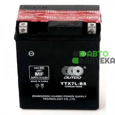 Мото аккумулятор Outdo 6СТ-6Ah АзЕ 12В 100А (EN) YTX7L-BS