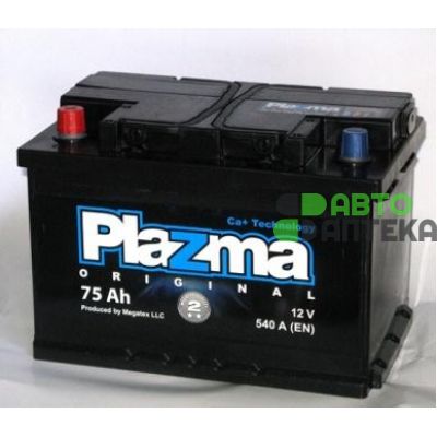 Автомобильный аккумулятор PLAZMA Original 6СТ-75Ah Аз 540A (EN)