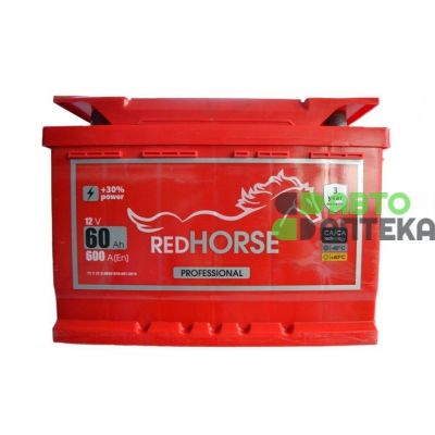 Автомобильный аккумулятор RED HORSE Professional Line 6СТ-60Ah АзЕ 600A (EN)