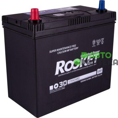 Автомобильный аккумулятор ROCKET Japan 6СТ-45Ah Аз 410A (CCA) SMF 55B24R