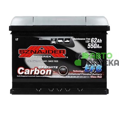Автомобільний акумулятор SZNAJDER Carbon Start Stop EFB (L2) 62Аh 550А R+ 562 05